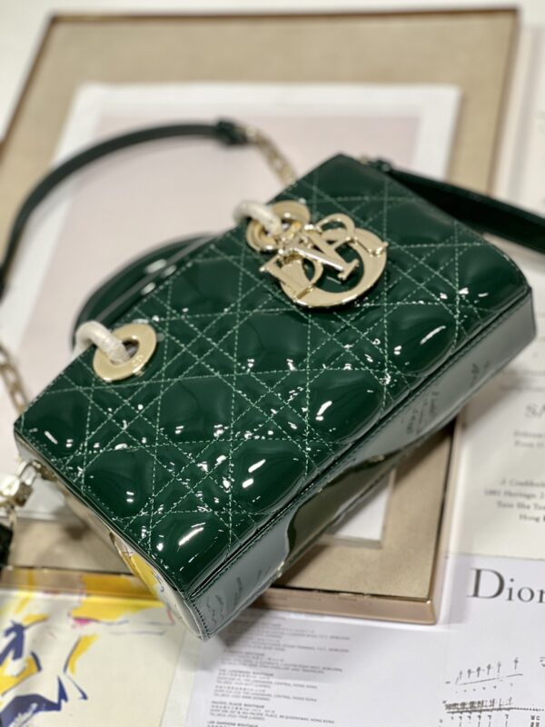 Dior Medium Horizontal Diana Bag - Dark Green Gold Buckle - Image 4