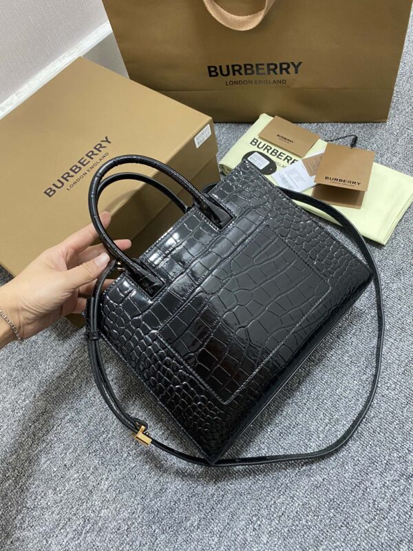 Burberry Crocodile Texture Handbag - Black - Image 4