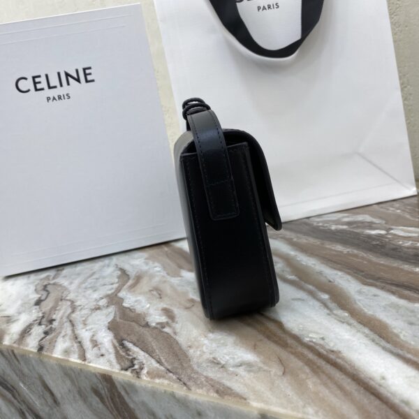 Celine Triomphe Shiny Cow Leather Shoulder Bag - Black - Image 5