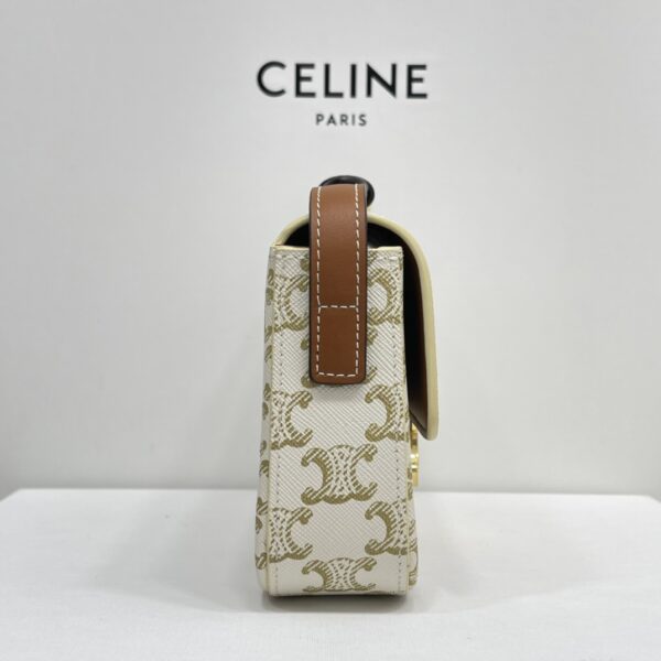 Celine Triomphe Shiny Cow Leather Shoulder Bag - White - Image 5