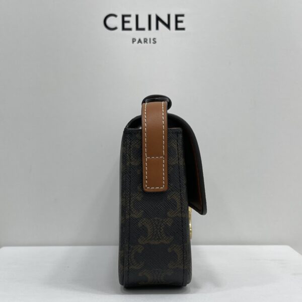 Celine Triomphe Shiny Cow Leather Shoulder Bag - Black - Image 5