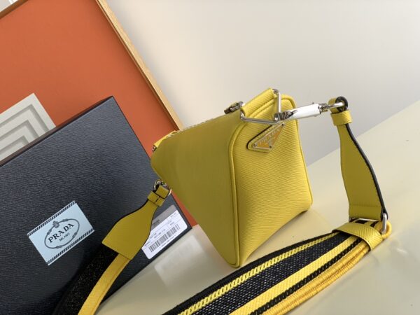 Prada Embroidered Webbing Triangle Bag - Yellow - Image 5