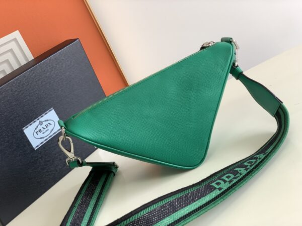 Prada Embroidered Webbing Triangle Bag - Green - Image 4