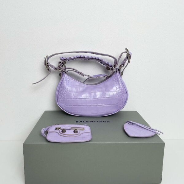 Balenciaga Le Cagole Half-Moon Small Armpit Dumpling Bag - Purple - Image 5