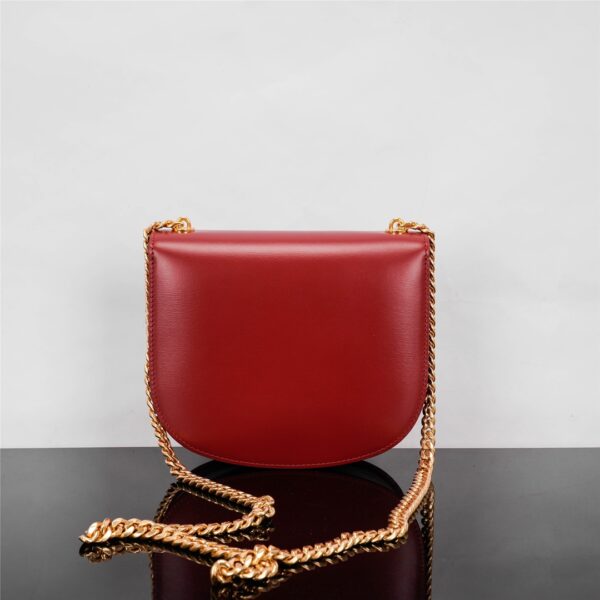 Celine Teen Besace Triomphe Glossy Cow Leather Chain Handbag - Red - Image 4