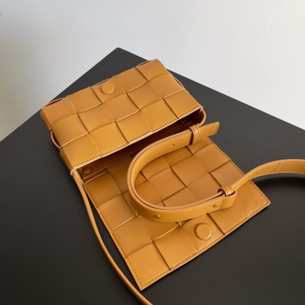 Bottega Veneta Sheepskin Grid Cassette Mini Handbag - Orange - Image 3