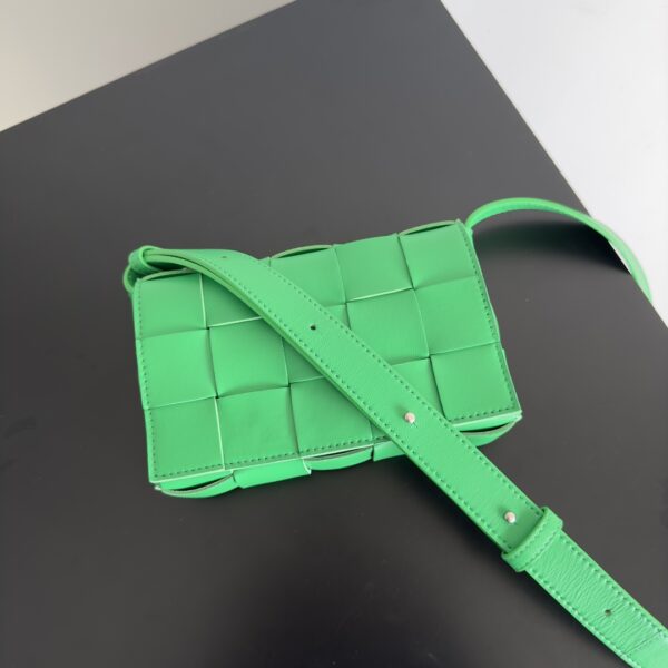 Bottega Veneta Sheepskin Grid Cassette Mini Handbag - Light Green - Image 4