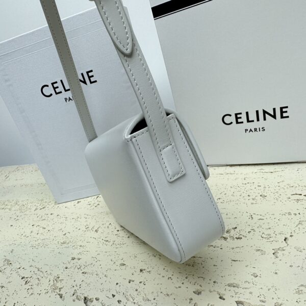 Celine Triomphe Shiny Cow Leather Armpit Bag - White - Image 4