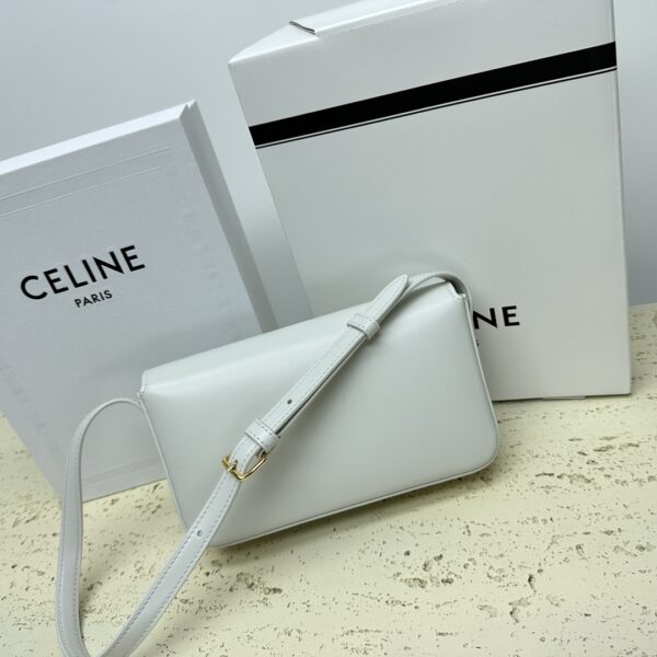 Celine Triomphe Shiny Cow Leather Armpit Bag - White - Image 5