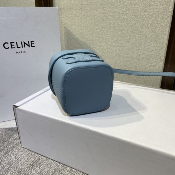 Celine Boxtriomphe Three-dimensional Small Bucket Bag - Blue - Image 3