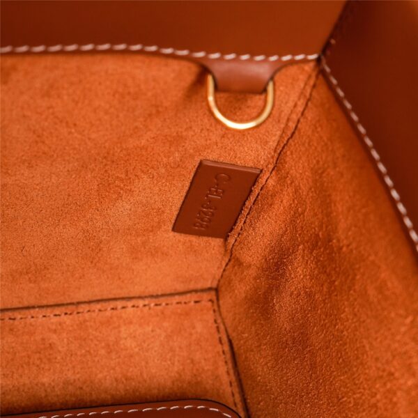 Celine Triomphe Logo Embossed Calfskin Cube Handbag - Brown - Image 2