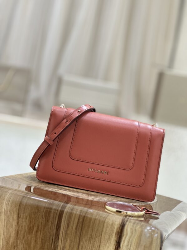 Bulgari Serpenti Forever Shoulder Bag - Orange With Wine Red - Image 5