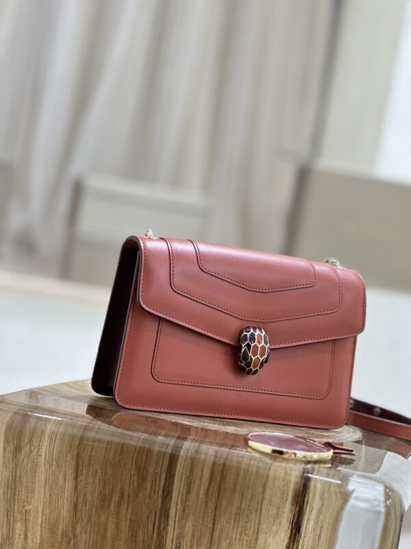 Bulgari Serpenti Forever Shoulder Bag - Orange With Wine Red - Image 4