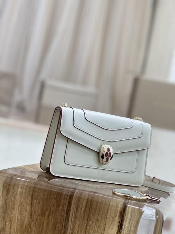 Bulgari Serpenti Forever Shoulder Bag - White With Powder - Image 4