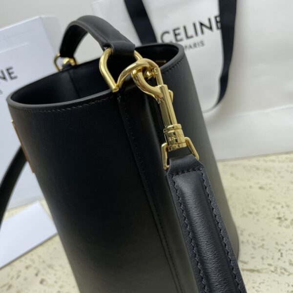 Celine Teen Bucket Mini 16 Leather Bucket Bag - Black - Image 2