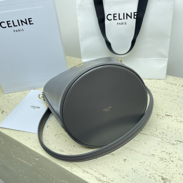 Celine Teen Bucket Mini 16 Leather Bucket Bag - Gray - Image 4