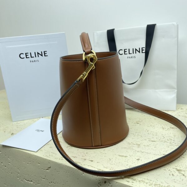 Celine Teen Bucket Mini 16 Leather Bucket Bag - Brown - Image 5