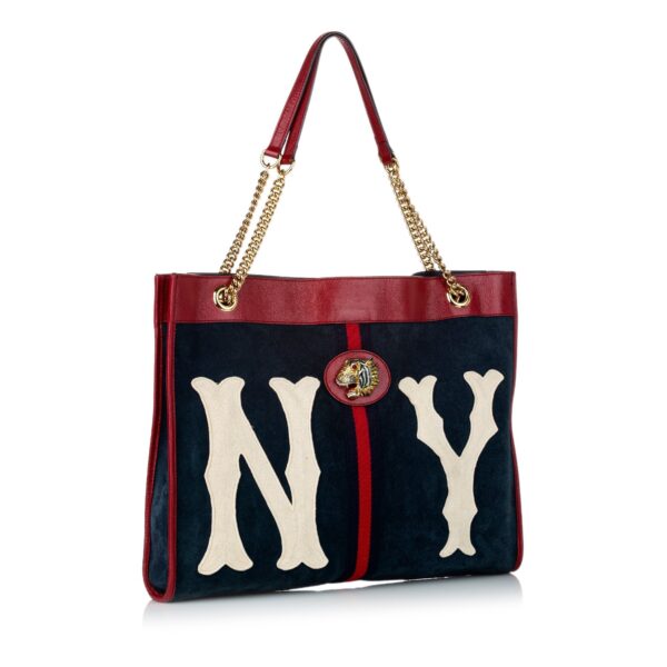 Blue Gucci Rajah Suede Tote Bag | Luna Bags