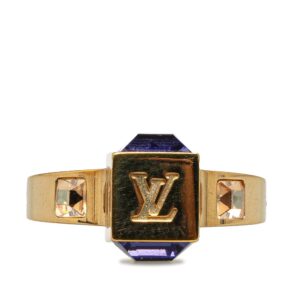 Gold Louis Vuitton Crystal Gamble Cocktail Ring | Luna Bags