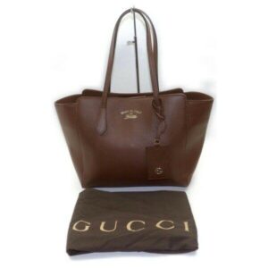 Brand Inspired Gucci Tote Bag Swing Tote Brown Leather (SHC7-11055) | Luna Bags