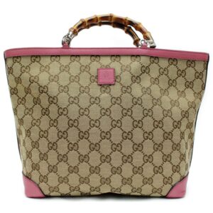 Brand Inspired Gucci Tote Bag Kids Line Banboo Tote Bag Pink Canvas (SHC7-10998) | Luna Bags