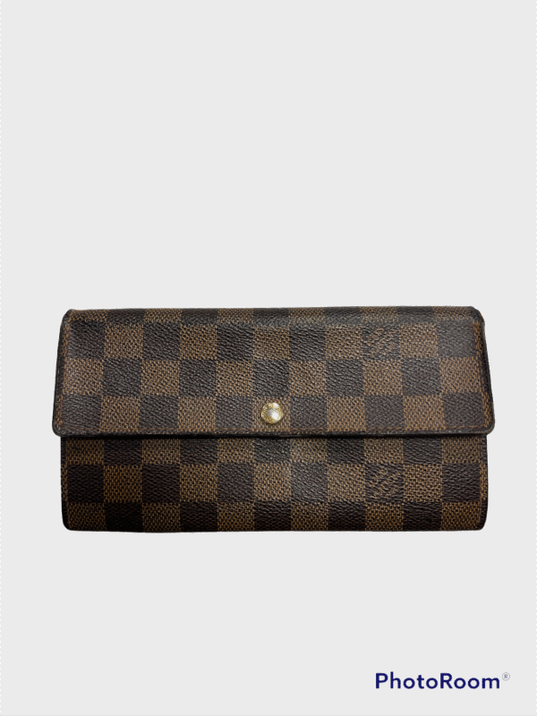Damier Ebene Sarah Wallet Designer By Louis Vuitton  Size: Medium | Luna Bags