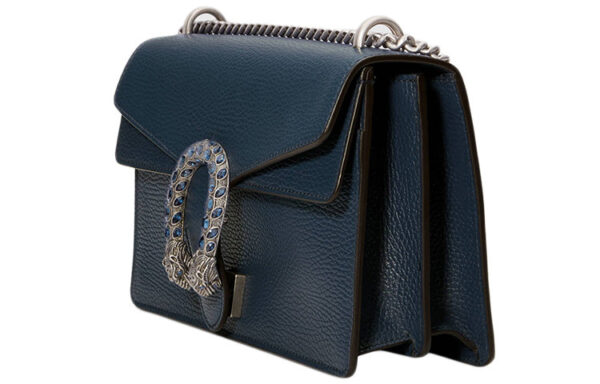 (WMNS) GUCCI Dinoysus Tiger Head Leather Chain Shoulder Messenger Bag Small Navy Blue Classic 400249-CAOGN-8205 | Luna Bags