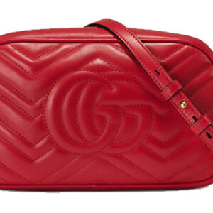 (WMNS) GUCCI GG Marmont Gold Logo Leather Chain Small Red Classic Shoulder Messenger Bag 447632-DTD1T-6433 | Luna Bags