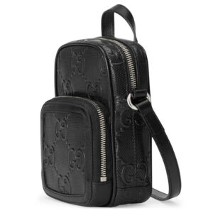 (WMNS) GUCCI Logo PatternPrint SingleShoulderBag Black 658553-1W3AN-1000 | Luna Bags