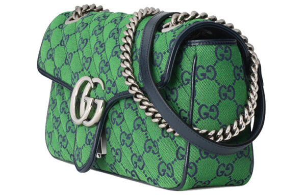 (WMNS) GUCCI Leather GG Marmont Multicolor Logo Single-Shoulder Bag Small Green/Blue 443497-2UZCN-3368 | Luna Bags