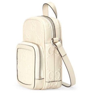 (WMNS) GUCCI Logo PatternPrint SingleShoulderBag White 658553-1W3AN-9022 | Luna Bags