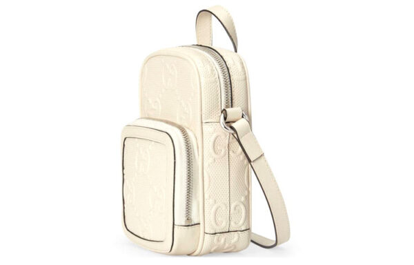 (WMNS) GUCCI Logo PatternPrint SingleShoulderBag White 658553-1W3AN-9022 | Luna Bags