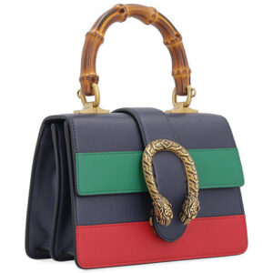 (WMNS) GUCCI Dionysus Tiger Head Bamboo Stripe Webbing Colorblock Leather handbag Mini Navy Blue / Green / Red Retro 523367-CWLMT-8543 | Luna Bags