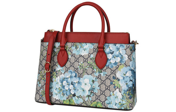 (WMNS) GUCCI GG Blooms Logo Printing Canvas handbag Beige / Blue / Red Classic 546316-KU2IG-8492 | Luna Bags