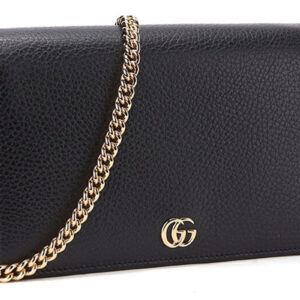 (WMNS) GUCCI Marmont Leather Mini Chain Bag 'Black Gold' 497985-CAO0G-1000 | Luna Bags
