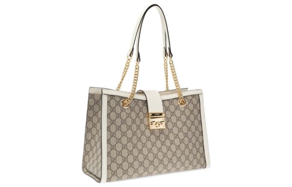 (WMNS) GUCCI Padlock Middle-Sized BackBag White/Brown 479197-KHNKG-9761 | Luna Bags