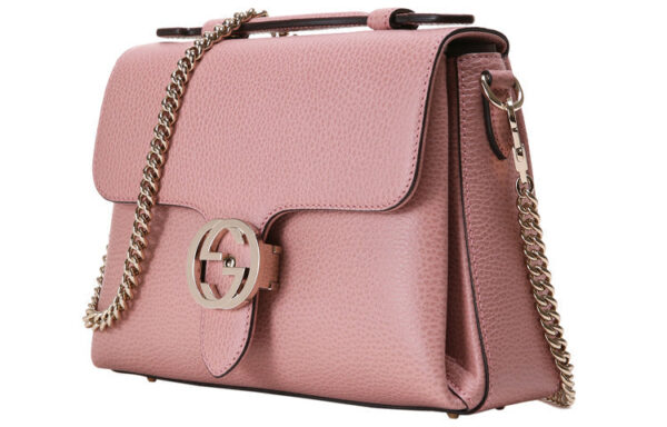 (WMNS) GUCCI Silver Label Double G Leather Messenger Bag Chain Pink Candy Handbag 510302-CAO0G-5806 | Luna Bags