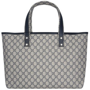 (WMNS) GUCCI Logo Leather Canvas Large Capacity Shoulder Bag Beige / Navy Blue 211134-KGD3N-4080 | Luna Bags