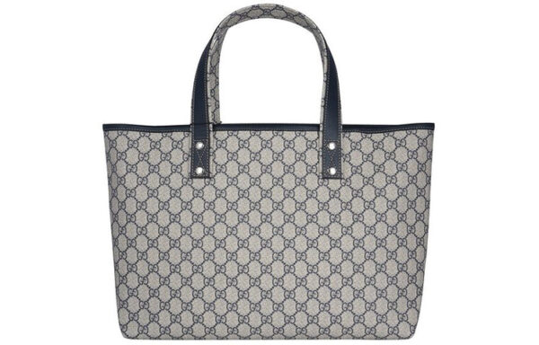 (WMNS) GUCCI Logo Leather Canvas Large Capacity Shoulder Bag Beige / Navy Blue 211134-KGD3N-4080 | Luna Bags
