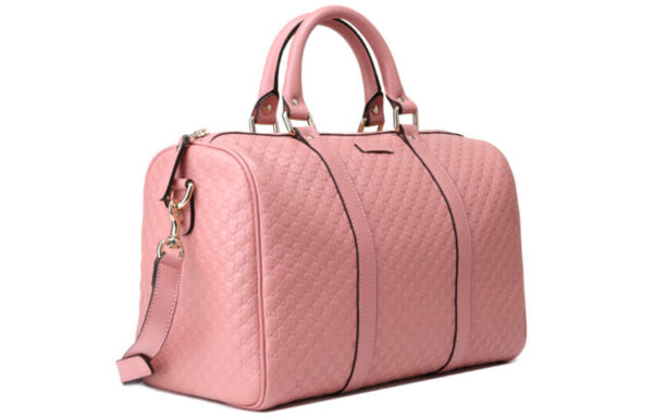 (WMNS) GUCCI Logo Embossing Cowhide Large Capacity Boston handbag Pink 449646-BMJ1G-5806 | Luna Bags