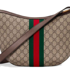 (WMNS) GUCCI Ophidia Logo Stripe Webbing Canvas Shoulder Messenger Bag Small / Brown 598125-9IK3T-8745 | Luna Bags