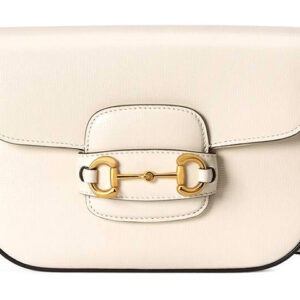 (WMNS) GUCCI Horsebit 1955 Retro Gold Buckle Stripe Webbing Leather Saddle Bag Shoulder Messenger Bag Mini White 658574-18YSG-9068 | Luna Bags