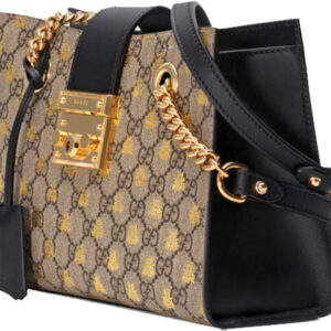 (WMNS) GUCCI Padlock Metallic Bee Printing Logo Canvas Chain handbag Small / Black Classic 498156-9F26G-8319 | Luna Bags