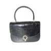Giorgio GUCCI, Bamboo 1947 style, dark navy crocodile leather, top handle purse with sterling hardware, a boxy, structured shape, & an envelope style top | Luna Bags - Image 10