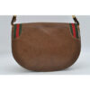 Early Gucci, brown leather saddle bag style, XL two-way shoulder bag or clutch with red and green striped edges | Luna Bags - Image 4