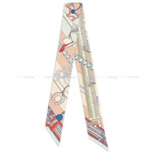 2023SS HERMES scarf Twilly Brides et Gris Gris Rose Poudre/Blue Glacier/Rouge Silk100% | Luna Bags