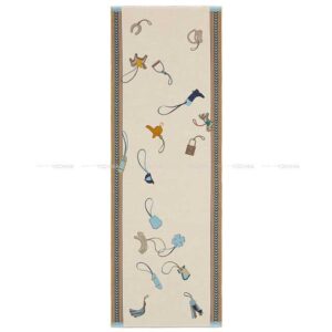 2023 SS HERMES scarf Rectangle Et GrisGris Escharpe Gris/Natural/Ciel/Jaune Cashmere/Silk | Luna Bags