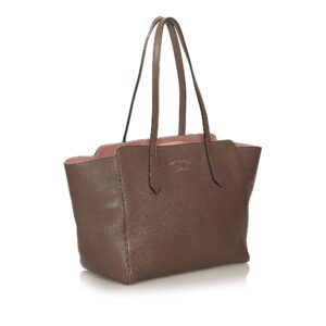 Brown Gucci Swing Leather Tote Bag | Luna Bags