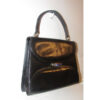 1960's Gucci black lizard top handle Kelly bag w blue lapis clasp | Luna Bags - Image 8