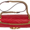 (WMNS) GUCCI GG Marmont Gold Logo Distress Leather Chain Shoulder Messenger Bag Red Classic 443496-DTDIT-6433 | Luna Bags - Image 4